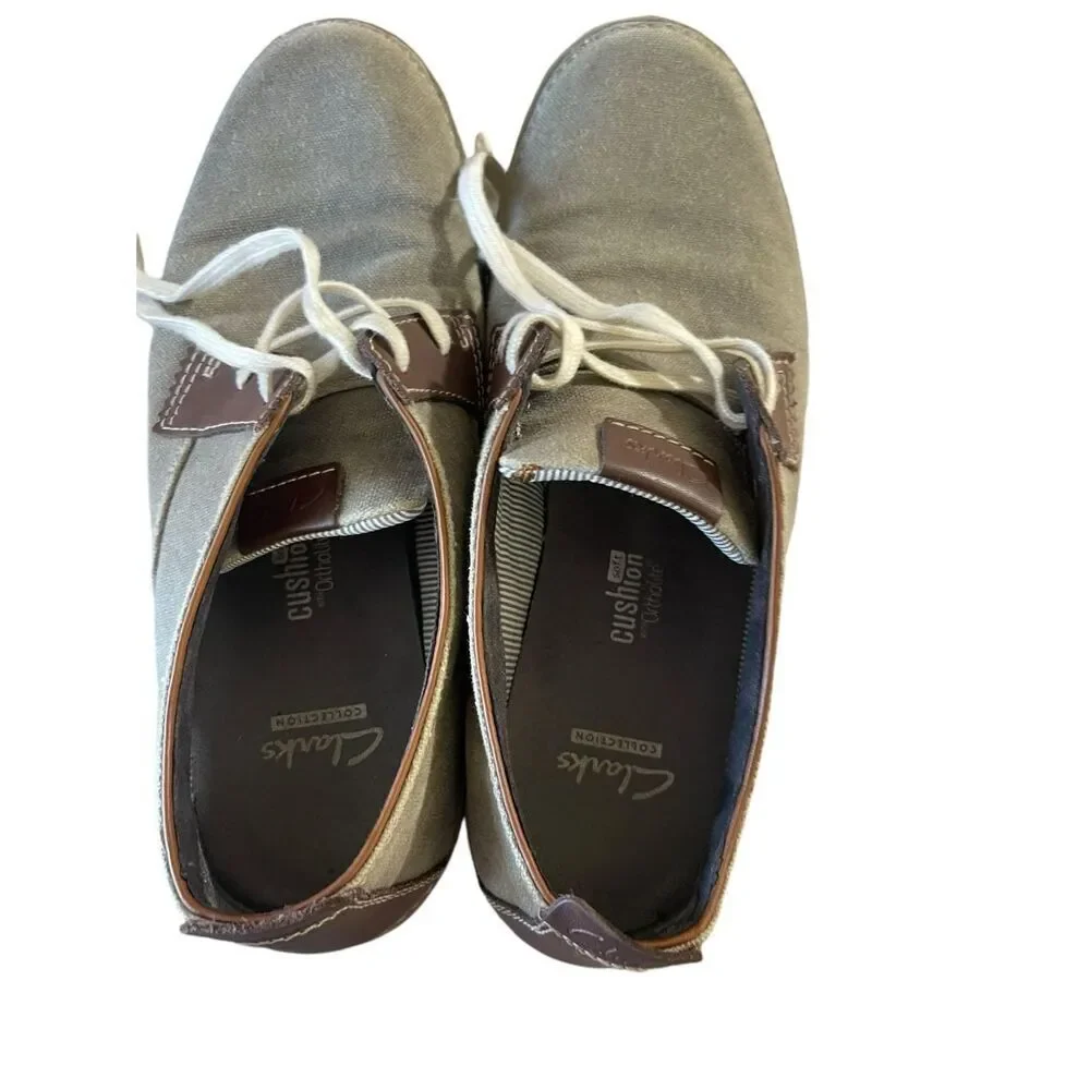 Clarks Mens Brown Grey Leather Round Toe Lace-Up Casual Boat Shoes Size 9 US